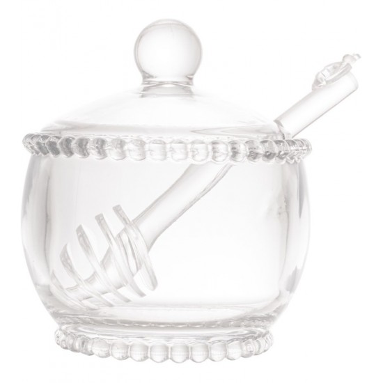 Meleira 10X10CM Com Colher Pearl De Cristal Ecológico